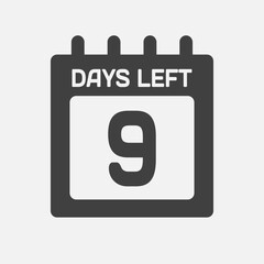 Countdown daily page calendar icon - 9 days left