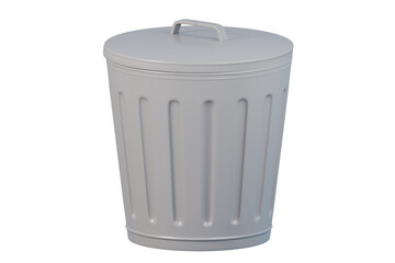 3D open gray trash floating icon isolated on pink pastel background, environment concept, waste. minimal cartoon.3D Rendering. Banner, a place for text, copy space.