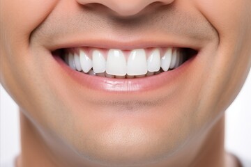 Man with stunning smile and snow-white teeth - dental whitening concept. Dentistry and dental health