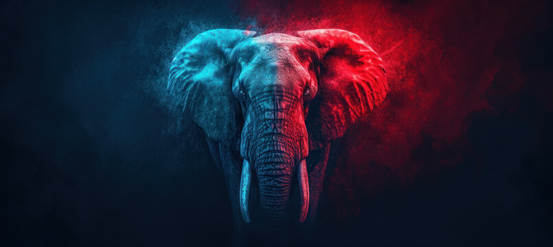 Dark Red and Blue Elephant Wallpaper Illustration
