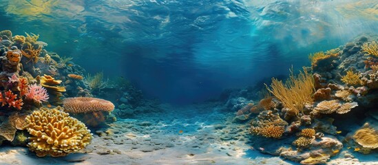 Naklejka na ściany i meble Coral reef in shallow water