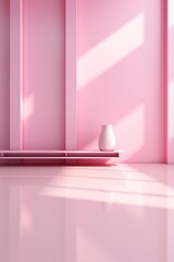 Fototapeta na wymiar Pink minimalist room with vase