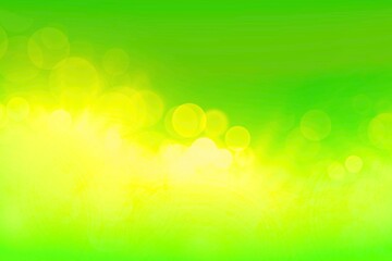 Fototapeta na wymiar Abstract green spring background illustration with yellow light bokeh, Blurred rays warm sunny glow