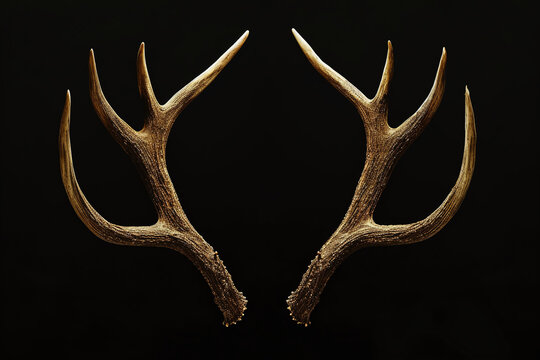 Deer antlers on a black background, hunting trophy