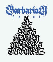 Gothic font from Latin letters. Vector. English alphabet. Medieval European style. English alphabet 9th-19th century. Symbols and signs for monogram and design. Modern calligraphy.