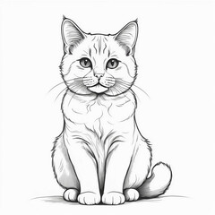 cat drawing on white background