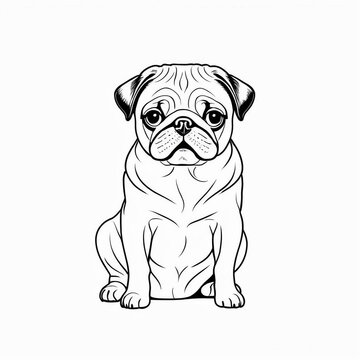 pug dog outline drawing for coloring 