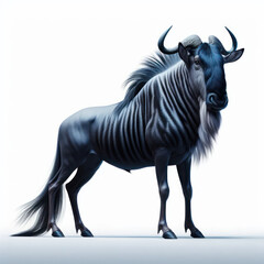 Naklejka premium Blue wildebeest (Connochaetes taurinus), ñu común, ñu azul, ñu de cola negra, ñu listado o gorgón, isolated White background.
