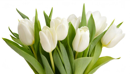 Weiße Tulpen isoliert auf weißem Hintergrund, Freisteller 