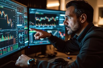 Man Pointing at Computer Screen - Digital Technology Presentation