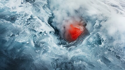 Red Heart on Pile of Ice -