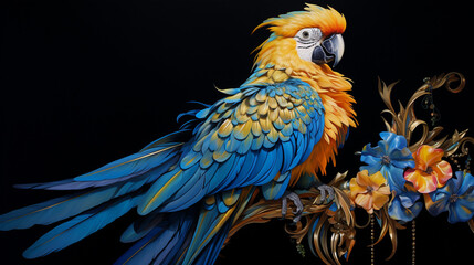blue and yellow macaw ara bird , Generate AI