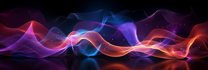 Wave of bright particles abstract sound and music visualization background - obrazy, fototapety, plakaty