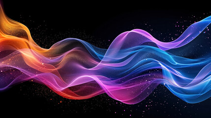 Background wallpaper with colorful glowing waves of smoke elements, abstract whimsical digital backdrop