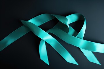 Teal awareness ribbon Ovarian Cancer, cervical cancer, Obsessive Compulsive Disorder (OCD), Polycystic Ovary Syndrome (PCOS) disease, Post Traumatic Stress Disorder (PTSD)