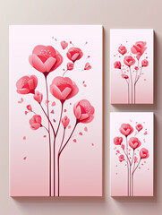 valentines day greeting card , flowers icon and set