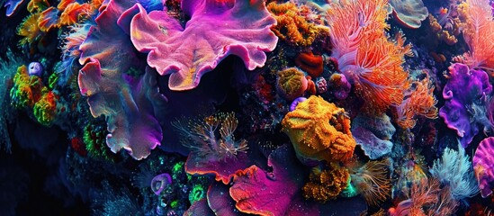 Colorful deep-sea coral of the Indian Ocean. - obrazy, fototapety, plakaty
