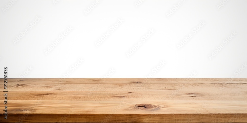 Wall mural Isolated wooden table top in perspective view on white background