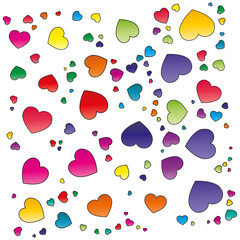 Premium background of colorful hearts on white background