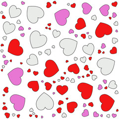 pattern of colorful hearts on white background