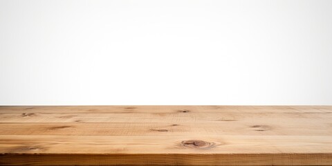 Isolated wooden table top in perspective view on white background