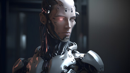 robot humanoid made of metal, generative ai - 712751378