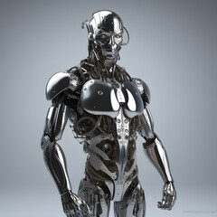 robot humanoid made of metal, generative ai - 712751555