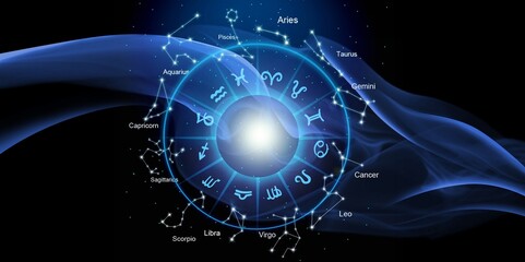 Zodiac horoscope abstract circle Astrology concept - obrazy, fototapety, plakaty
