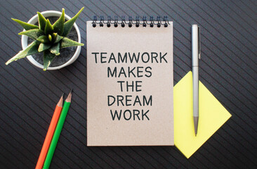 TMDW Teamwork makes dream work symbol. Concept words TMDW Teamwork makes dream work on white note...