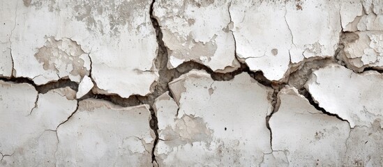 Cracked walls caused by earthquake and subpar materials. - obrazy, fototapety, plakaty