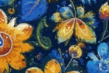 Watercolors and various flowers, birds, butterflies, strawberries are beautiful