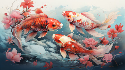 goldfish koi big fish in the water , generate AI