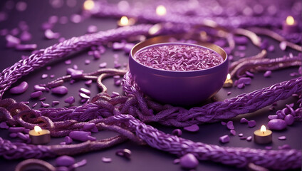 purple color beauty lavender and tea - obrazy, fototapety, plakaty