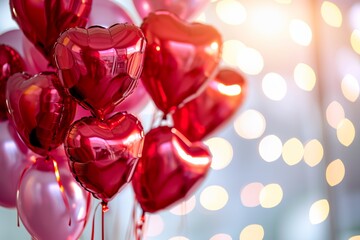 Fototapeta na wymiar Hearts Shaped Balloons valentine Background