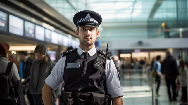 Airport police man
