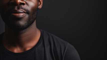 Obraz premium Half-face portrait of a man with a shadowed profile