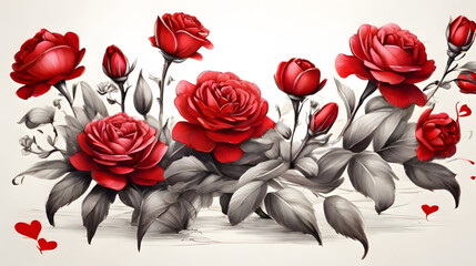 bouquet of red tulips, love, valentine's day, ai generated
