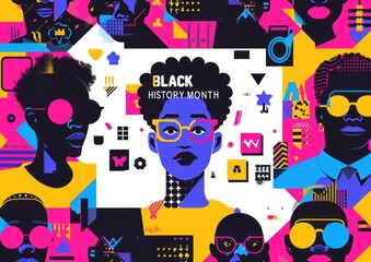 black history month logo with colorful geometric shapes Generative AI