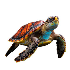 Full Body Sea Turtle Isolated on Transparent Background - High-Resolution Image