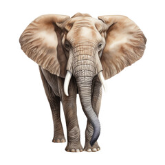 High-Resolution Realistic Elephant Isolated on Transparent Background - Digital Illustration