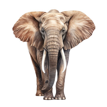 High-Quality Realistic Elephant Illustration with Transparent Background for Design Integration