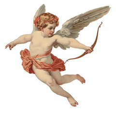 Vintage Cupid Illustration in Pastel Oil Paint Style with Transparent Background - PNG Format