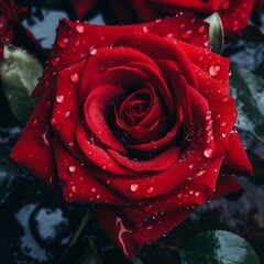 Beautiful red rose flat image Generative AI