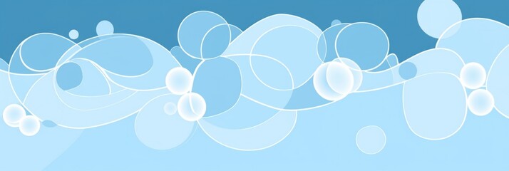 Fototapeta na wymiar 2D pattern white and light sky blue bubble pattern simple lines