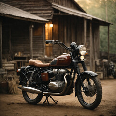 vintage motorcycle parked in the street