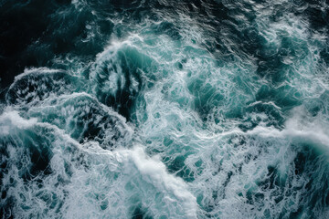 Looking down at crushing powerful ocean waves