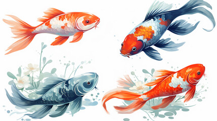 couple goldfish koi in the water , Generate AI