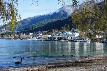 The lakefront of Lake Wakatipu in the resort town of Queenstown