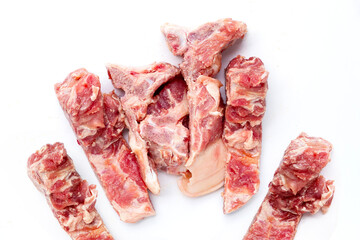 Raw pork bone isolated on white background.
