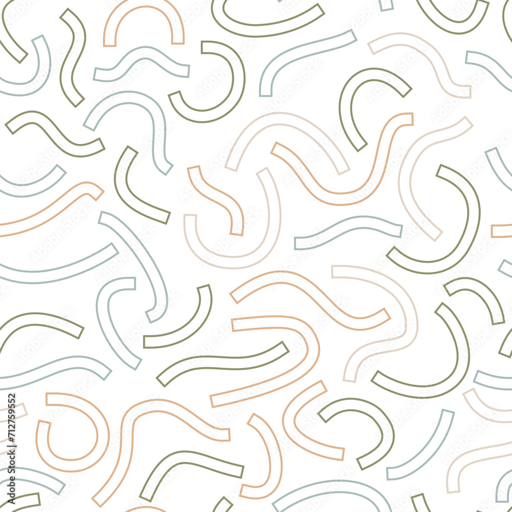 Aufkleber colored geometric seamless pattern. outline curved lines